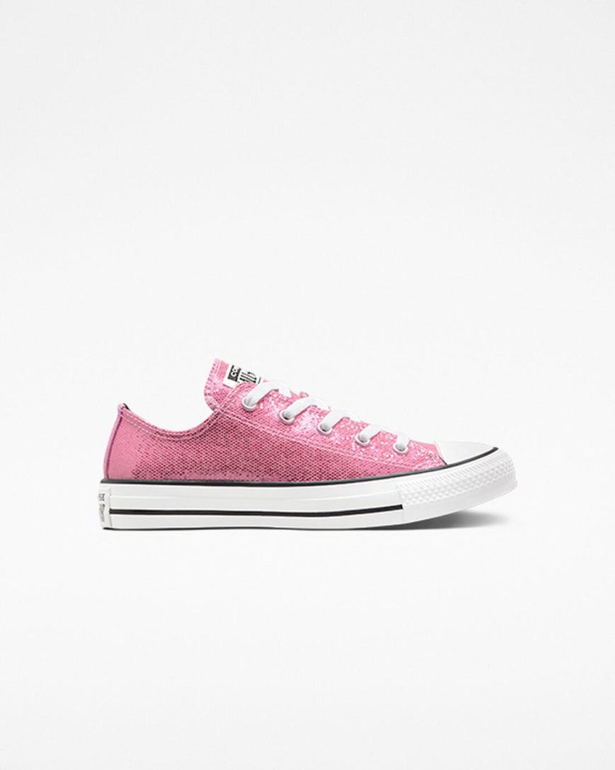 Girls\' Converse Chuck Taylor All Star Glitter Low Top Shoes Pink / Black | AU 493C6G